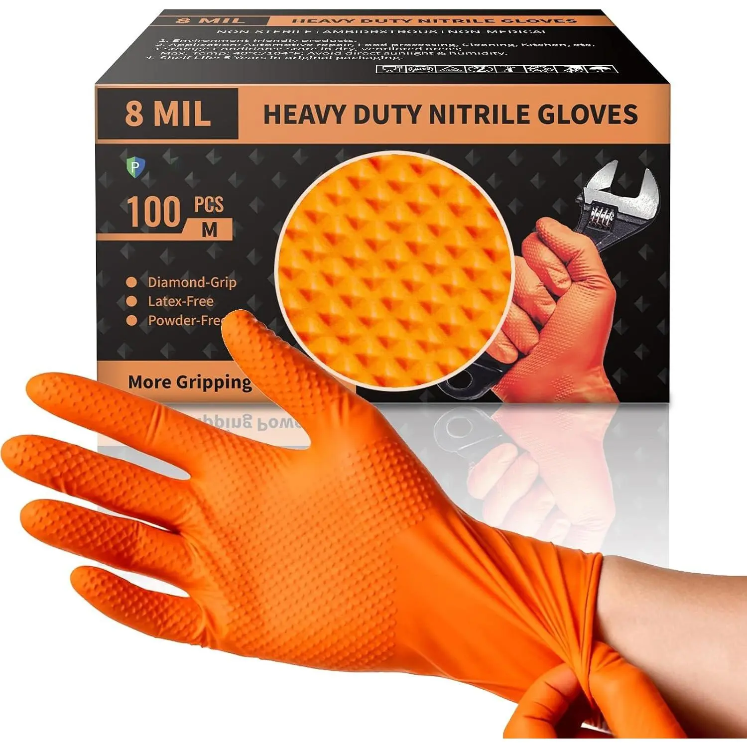 Heavy Duty  Gloves with  Texture 8 Mil Latex Free owder Free Industrial Disosable Glove
