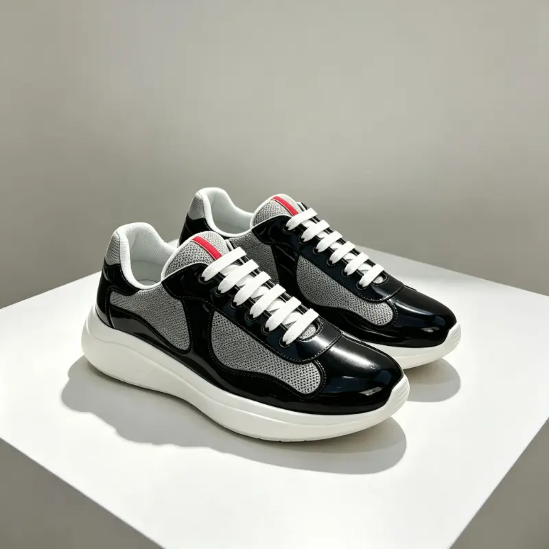 Men's 2-Tone Platform Walking Sneakers Patent Leather Accent Street Casual Trainers