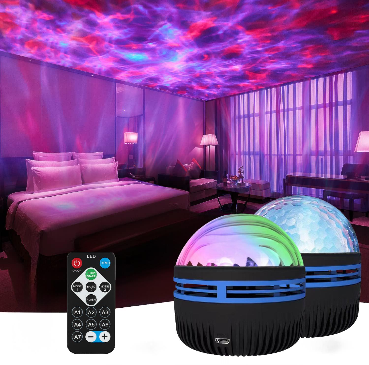 (2PCS Black)Galaxy Projector, Star Aurora Projector Built-in Bluetooth Speaker, Night Light for Kids Adults, White Noise Light for Home Decor/Relaxation/Party/Music/Gift (Black)