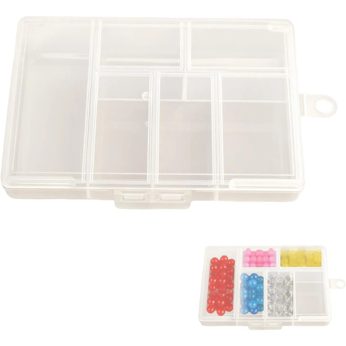 Small Bead Organizer Mini Box Plastic Divided Storage Container with 6 Compartments Craft  Boxes with Divider Travel Item Containers and Compartment Box for Beads and Accessories