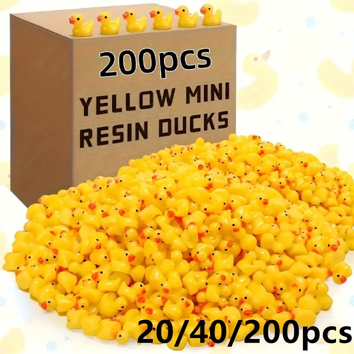 20/40/200 Pcs Mini Resin Ducks, Hide and Seek Pranks, Garden Sculptures, Aquarium Decorations, Gifts, Christmas, Halloween, Autumn Ornaments