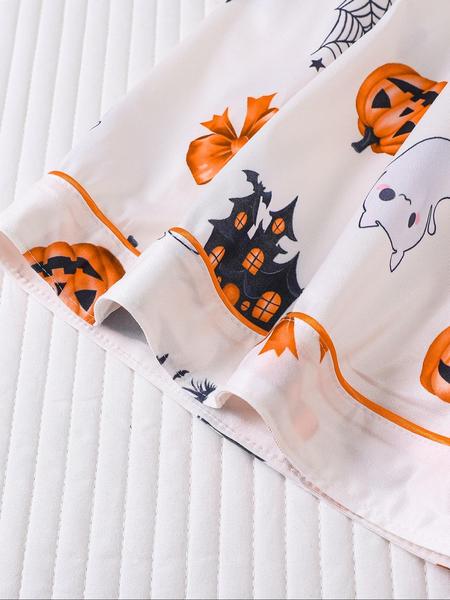 Women Christmas Pajama Set, Santa & Bowknot Tree Pattern, Short Sleeve Button-Up Shirt & Elastic Shorts, Casual All-Season Sleepwear Loungewear