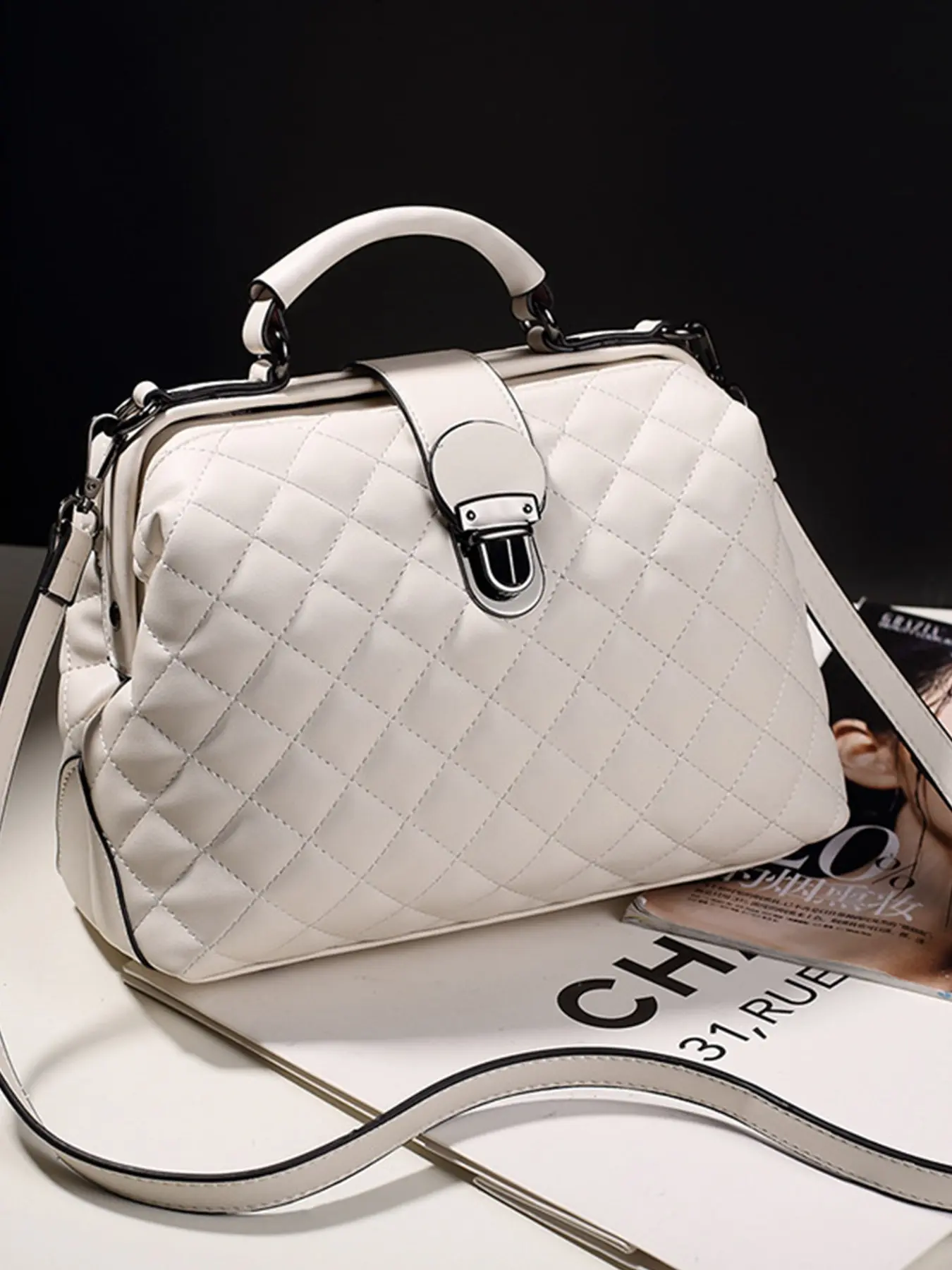 2026 Large Capacity New Rhombus Bag, Single Shoulder Crossbody Bags Multifunctional Women's Bag, Unique Design, High-End Retro Doctor Handbag