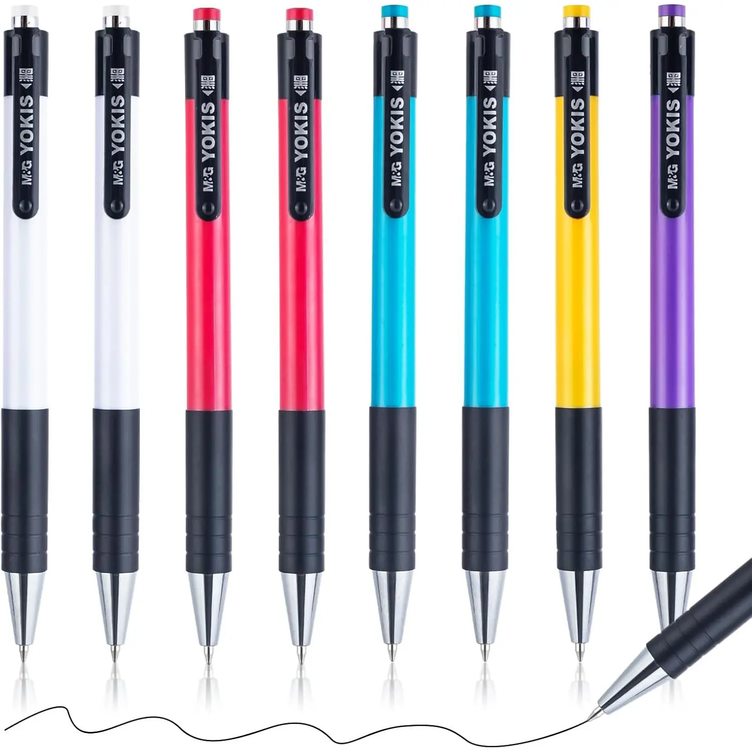 Ballpoint Pens, 0.7mm Fine Point Black Ink Retractable Ballpoint Pens Smooth Writing Large Capacity Pens for School & Office, 8 Pack