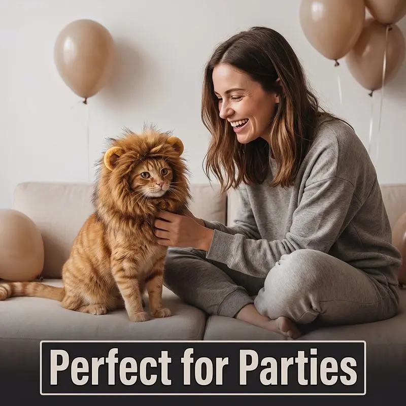 Cute Lion King Costume Hat for Cats, 3D Lion Ears, Comfortable Fit, Suitable for 5-15 Lbs Cats, Gradient, Party Props