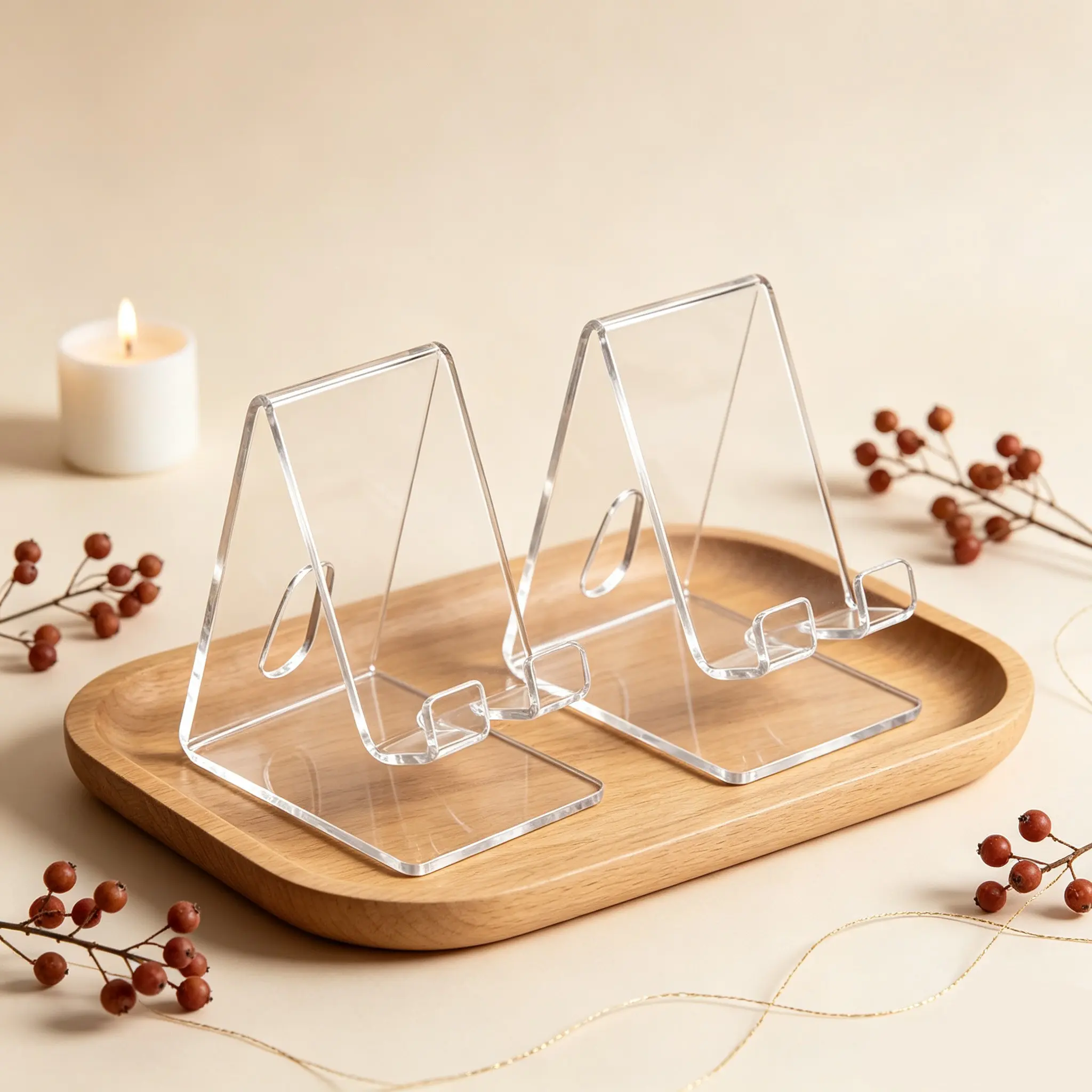2-Pack High-End Desktop Phone Stand, Lazy Support Rack, Transparent Display Stand, Acrylic Phone Holder, Adjustable Plastic Tripod