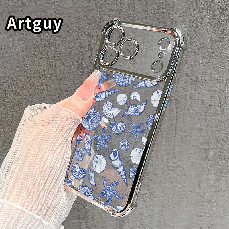 Phone Case for iPhone 17 Pro Max 16 15 Plus Air 14 13 12 11 E Abyss Opal Overture Pattern Four-corner Thickened Anti-drop Protective Silicone Cover Gift