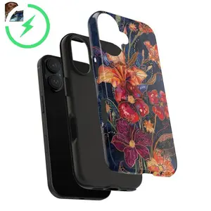 Magnetic for iPhone 16 Dark Whimsical Flower Phone Case for IP 17 16 15 14 13 12 11 Pro Max Plus SE, Aesthetic Goth & Cottagecore Case, Shockproof Heavy Duty Protective Cover, Unique Whimsical Dark Floral  Tough Case, Goth Cottagecore Floralfor iPhone 16e