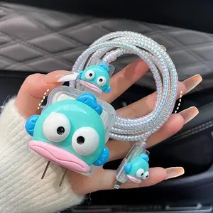 Sanrio Hangyodon Charger Protective Case for IPhone15 13 11 Pro Max 18/20W Fast Charger Cable Protector Winder Accessories Gifts