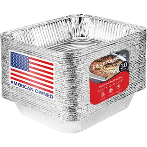 Stock Your Home Aluminum Pans 9x13 Disposable Foil Pans (30 Pack) - Half Size Steam Table Deep Trays - Tin Foil Pans Great for Cooking, Heating, Storing, Prepping Food