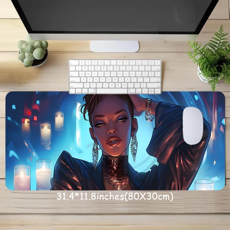 Girl Pattern Mouse Pad, Large Mouse Pad, Rectangle Gaming Mouse Pad, Office Desk Keyboard Mouse Mat for Home Office Game Room Desk