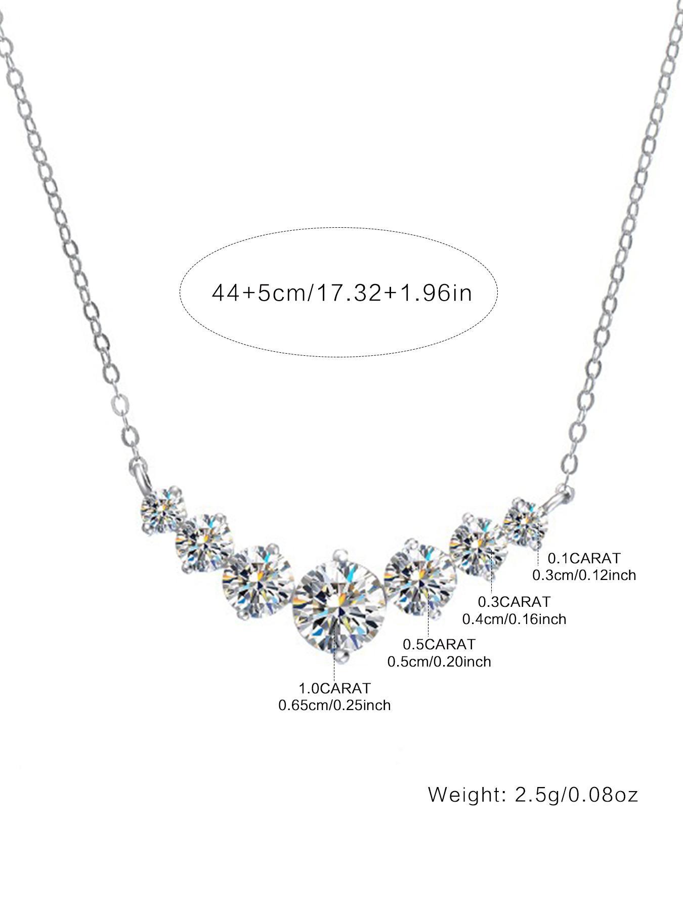 S925 Sterling Silver Synthetic Moissanite Necklace, Elegant Pendant Necklace for Women, Fashion Jewelry Accessories for Wedding, Engagement, Valentine's Day, Star Shine Necklace