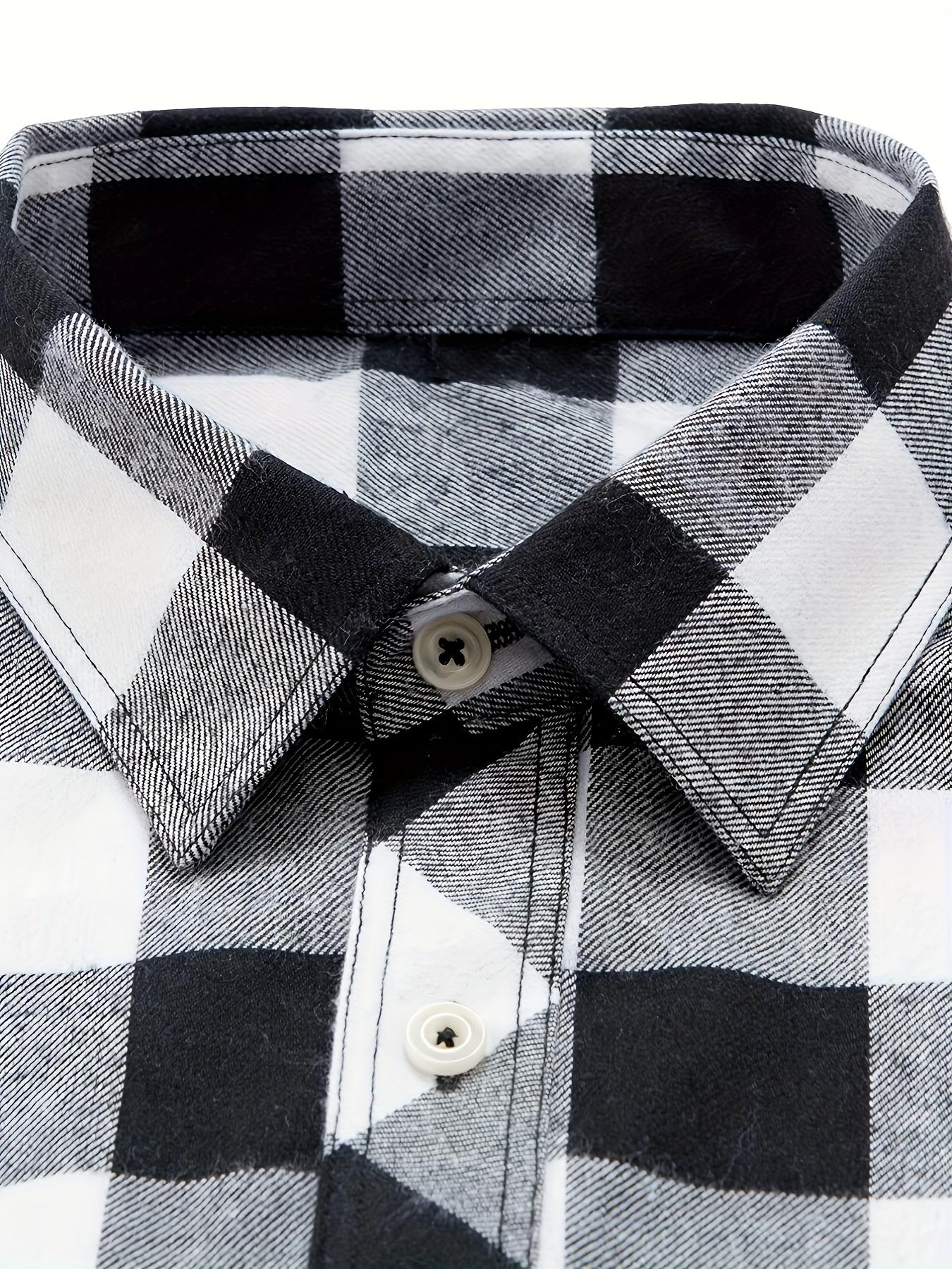 Men's Fashion Casual Flannel Plaid Shirt for All Seasons - Long Sleeve Lapel Collar Regular Fit Polyester Rayon Blend Top - Menswear SpringStatements
