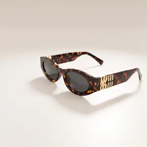 Women's Retro Oval Cat Eye Sunglasses, UV400 Protection Vintage Black & Havana Tortoise Shell Sunnies, Trendy Slim Frame Resin Lens Shades for Driving & Travel