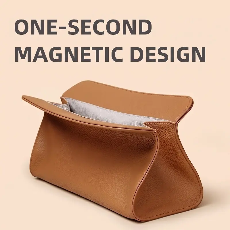 Waterproof PU travel storage pouch suitable for mini fans, curling irons, and straighteners; ideal for desktop organization in the bedroom; features a magnetic closure and a soft, refined texture.