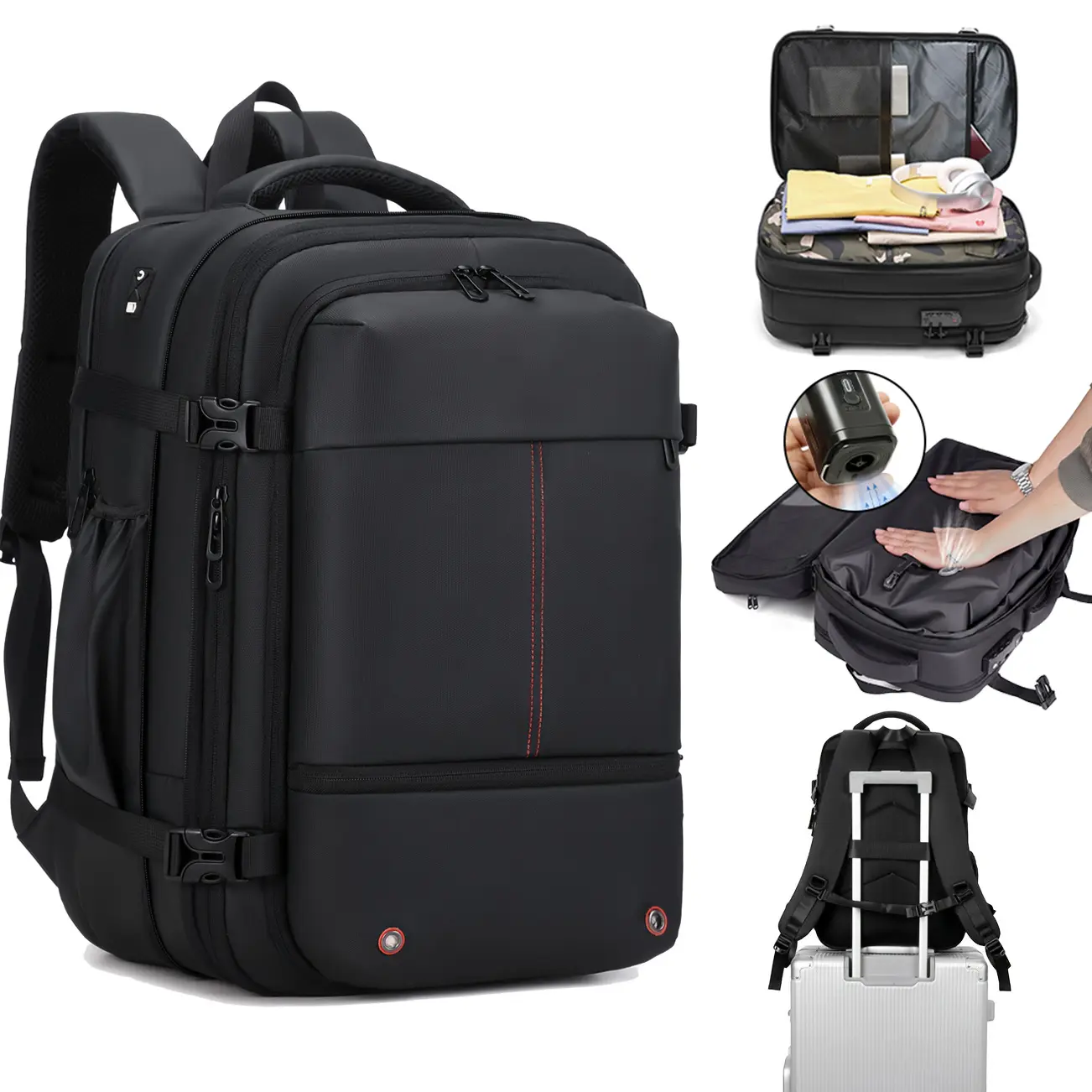 Men's Backpack with Expandable Vacuum Compression, Large Capacity Travel Backpack, Dry and Wet Separation, Multifunctional Business Laptop Backpack, Foldable and Expandable Daypack for Short Trips