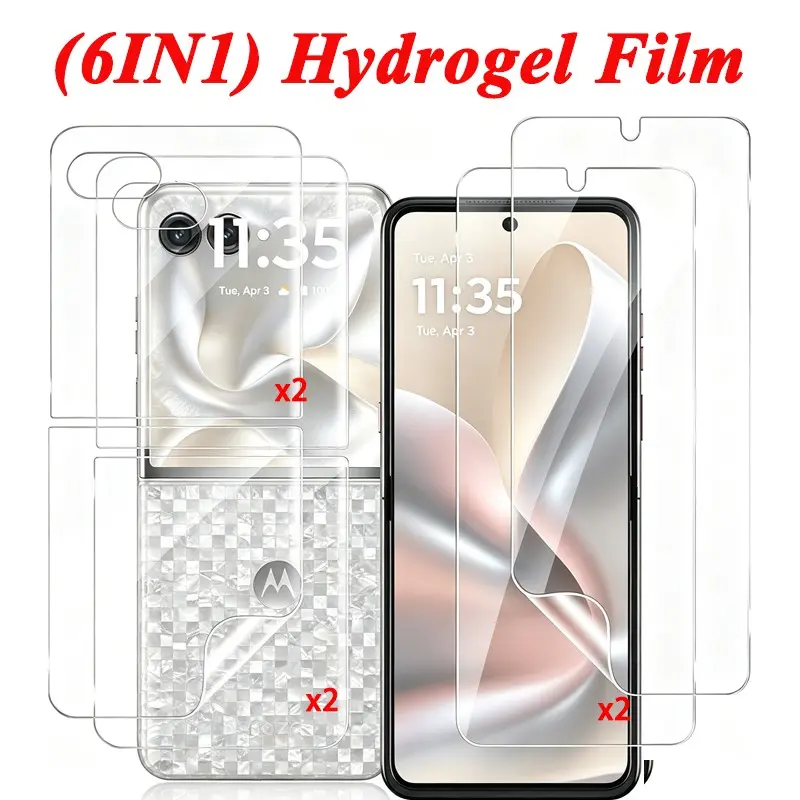 6In1 Screen+Outer+Back Hydrogel Film HD Hydrogel Film for Motorola Razr 70 70 Ultra 70+ Razr 2026 Razr+ 2026 Razr Ultra 2026, Full Coverage Screen Protector Film for Moto Razr 60 60 Ultra 50 50 Ultra Touch Sensitive[Non-Glass] Hydrogel Screen Protectors