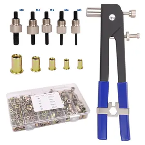 Pressure Rivet Nut Tool Kit, 430Pcs Metric Rivet Nut Rivet Combination(M3 M4 M5 M6 M8) Carbon Rivet Nuts for Sheet, Automotive, Marine, Furniture & Home Appliances(Gold)
