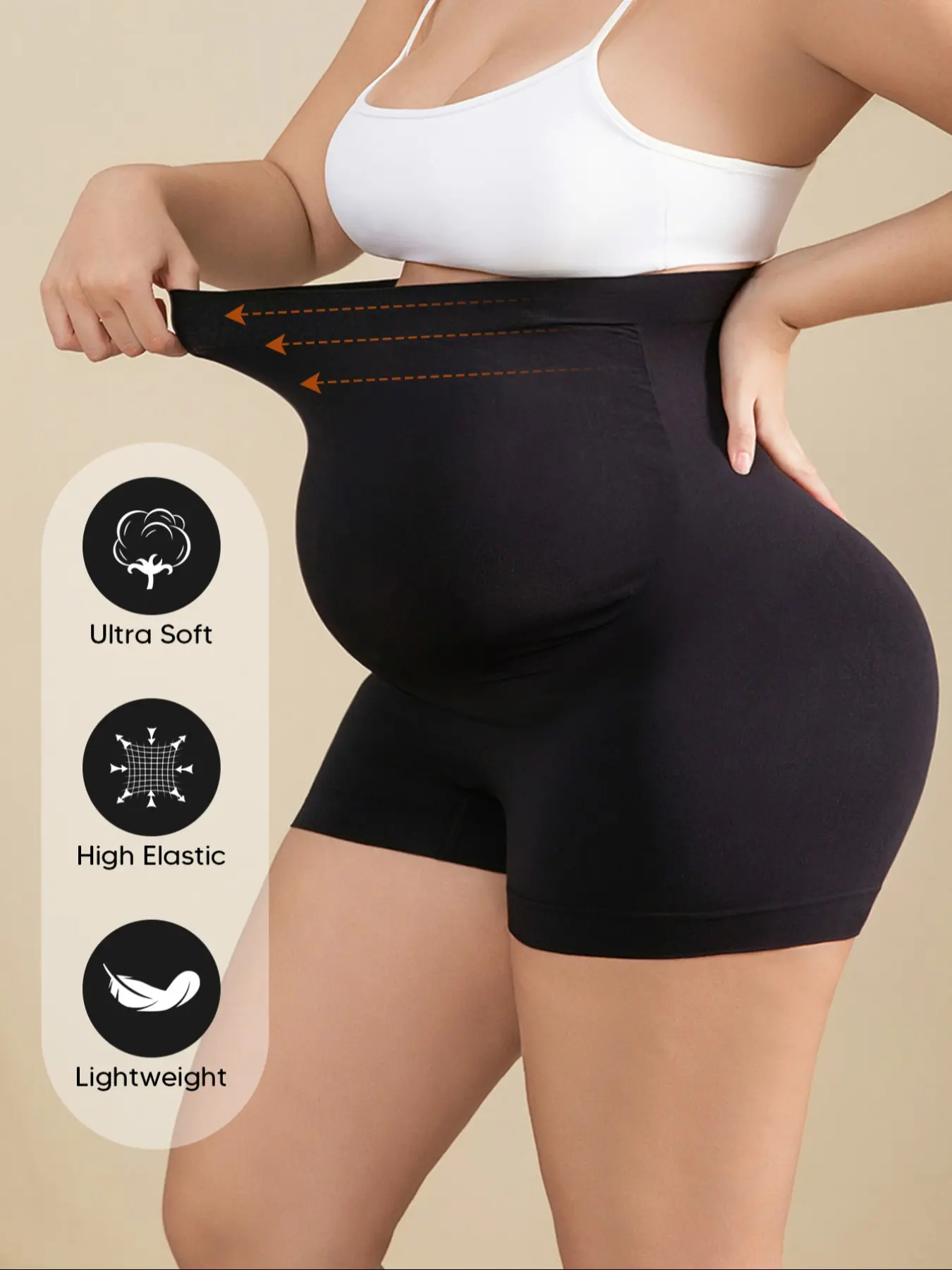 Maternity Support Shorts, Expandable High-Elastic Belly Panel, Ultra-Soft Breathable Seamless Pregnancy Shapewear, Maternity Clothing, Prenatal Maternity Clothing, Pregnancy Clothes
