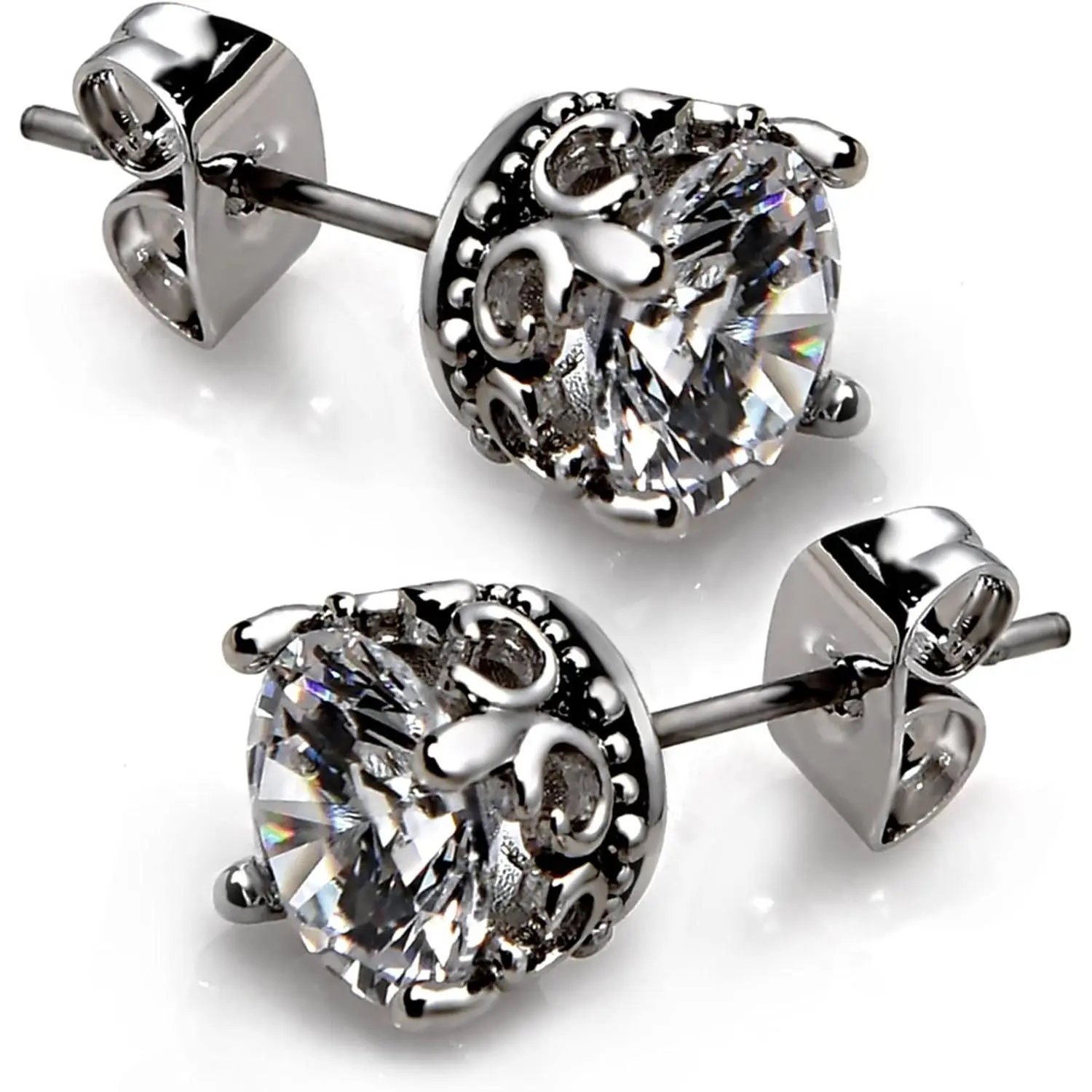 Retro Dark Shadow Stud Earrings,  Stainless Steel Cubic Zirconia Earrings