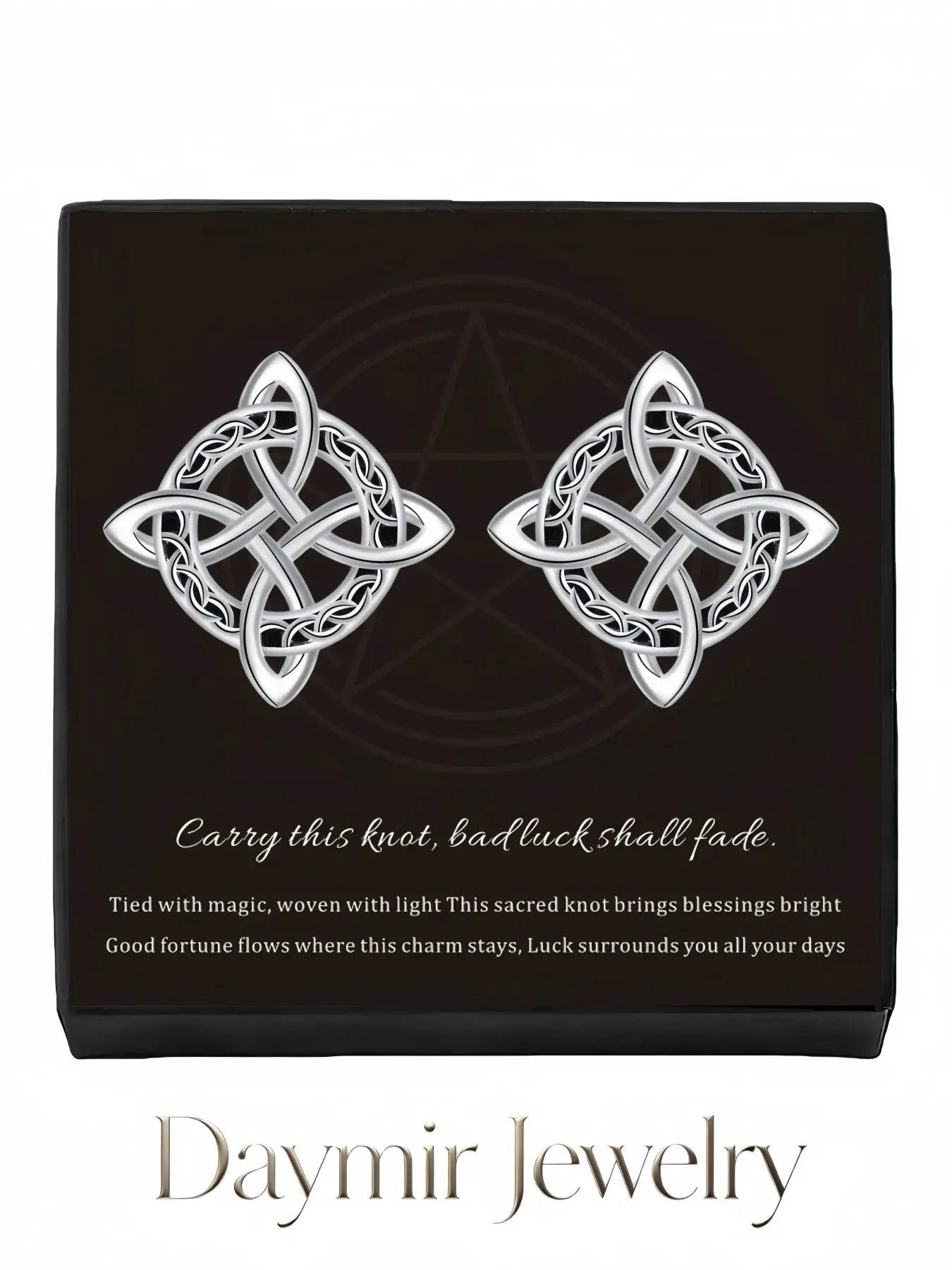 "Celtic Witch Knot · Black Enamel Earrings", niche luxury earrings with S925 silver needles, daily wardrobe staple, lucky jewelry, mysterious gifts perfect for Valentine’s Day and all holidays.
