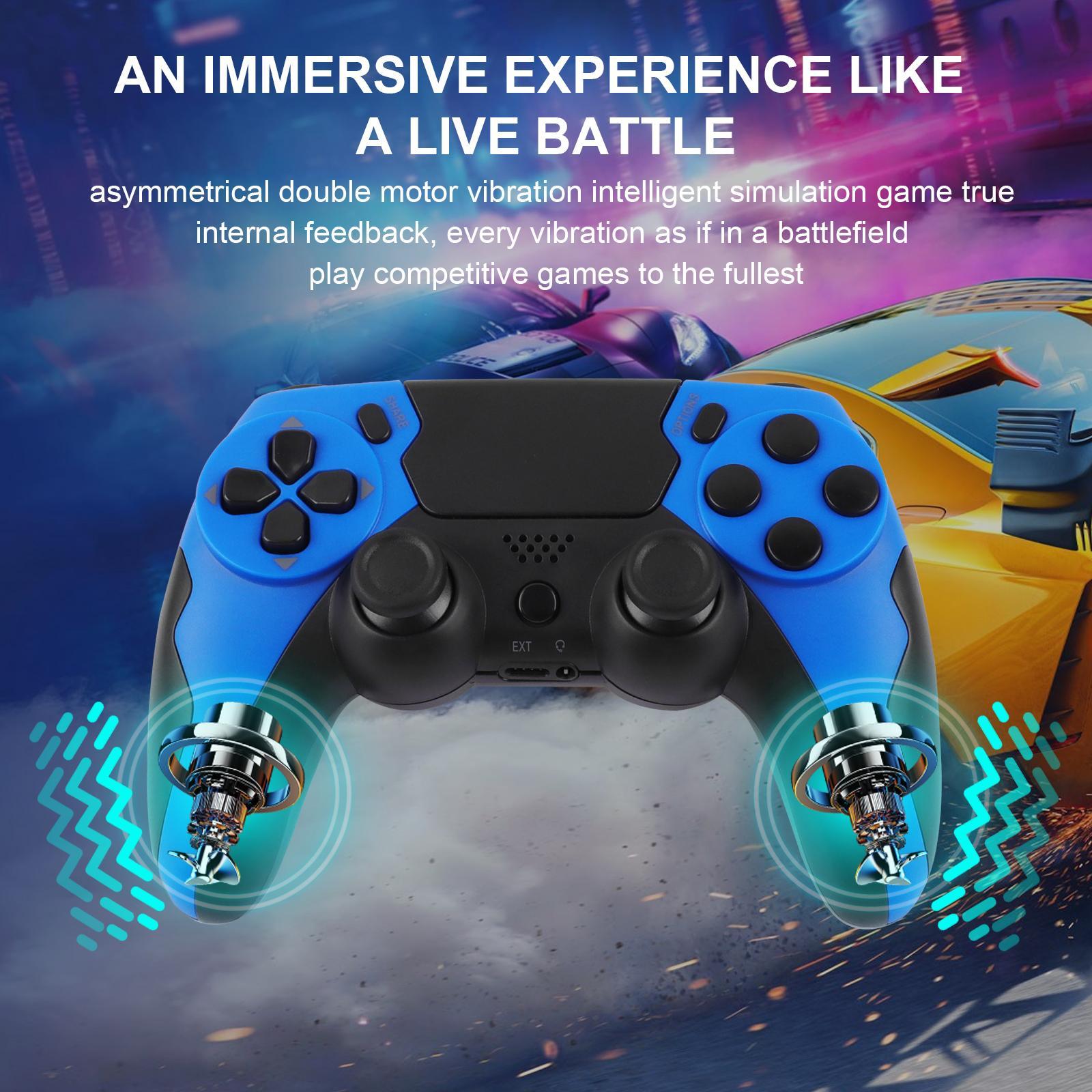 GAMINJA Wireless Controller, BT Wireless for PS4/PS4 Slim/PS4 Pro/PC, Multifunctional Game Controller with Touchpad & Triangle Board Light, Gamepad, Wireless Game Controllers
