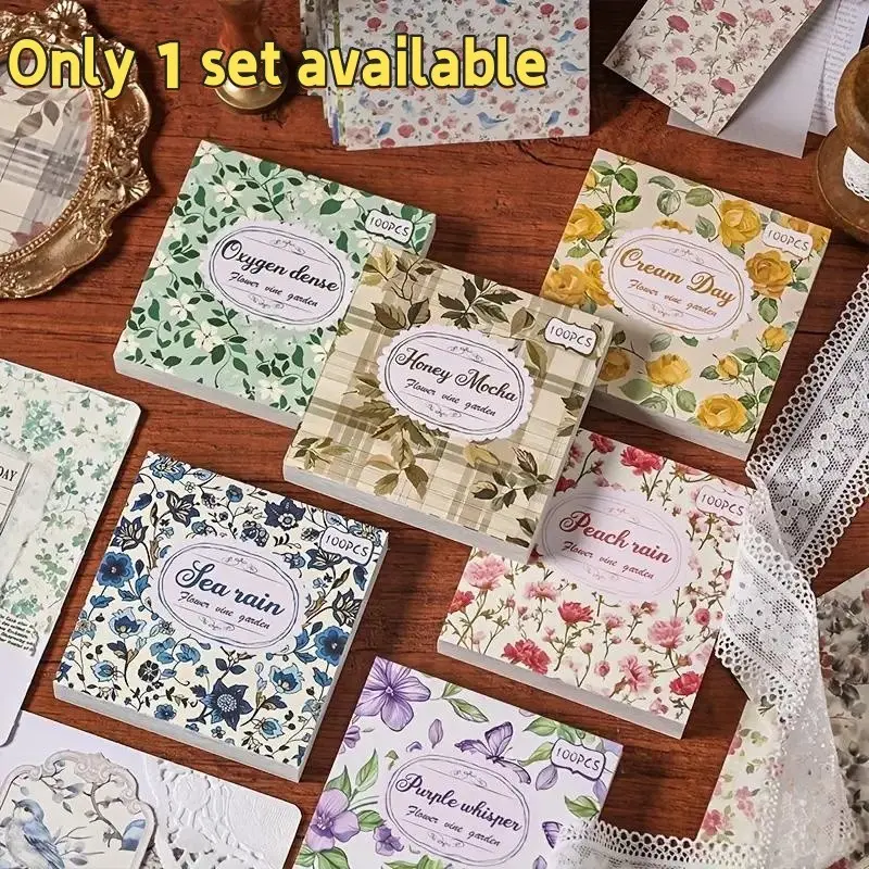 100 Sheets of Classical Pattern Paper, Non-Sticky Collage Material for Junk Journaling, Crafting, Memo & Origami, Mixed Designs