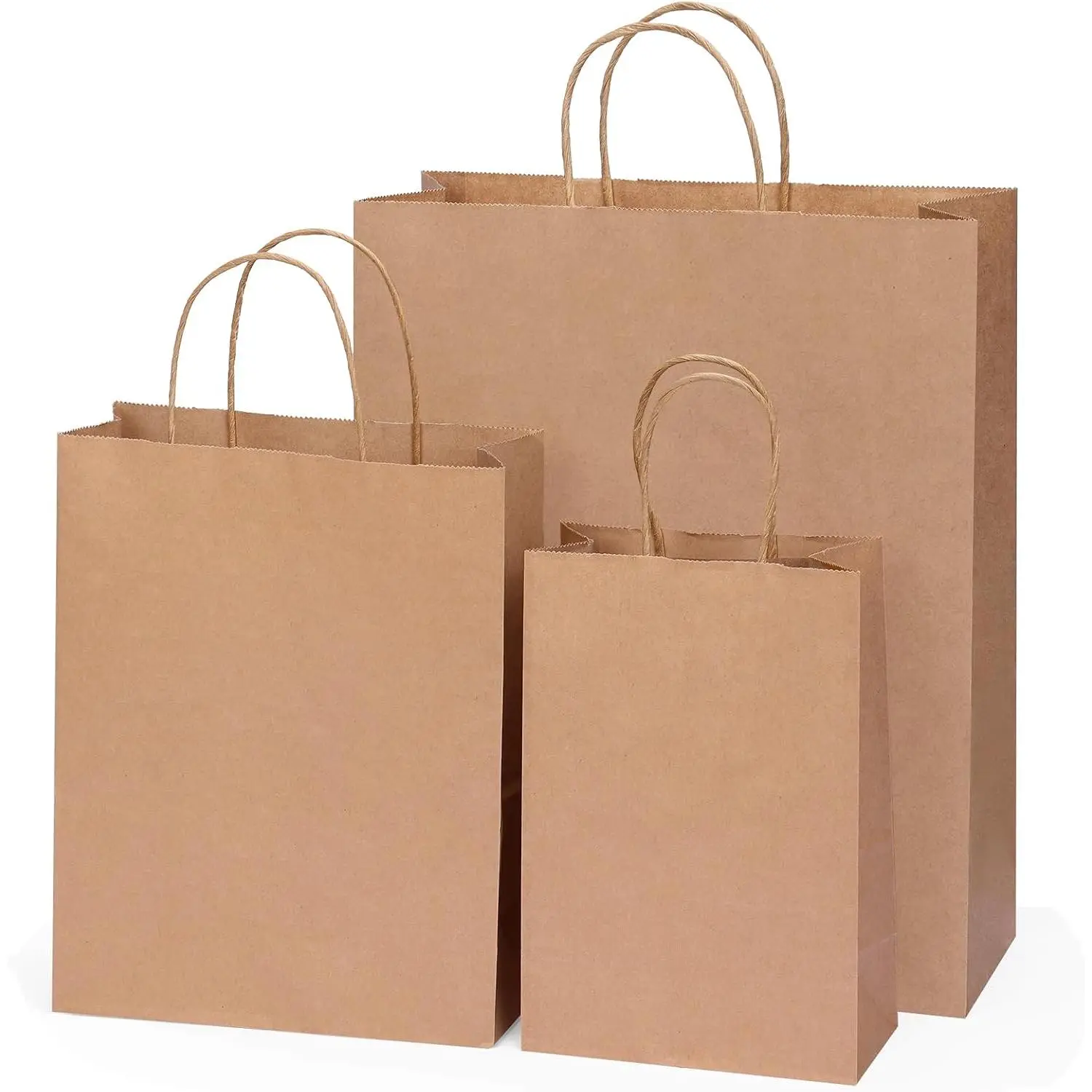 100pc Brown Paper Bags with Handles Bulk Brown Gift Bags - Assorted Sizes for Party, Retail & Business Use, Birthday,Weeding, Baby Shower