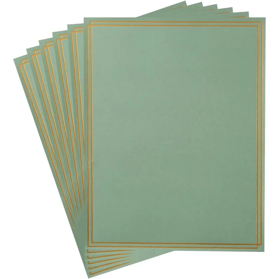 60 Pack Stationery Set Paper with  Border, 8.5x11 Inch, Sage-Green | Letter Size Stationery For Writing Letters