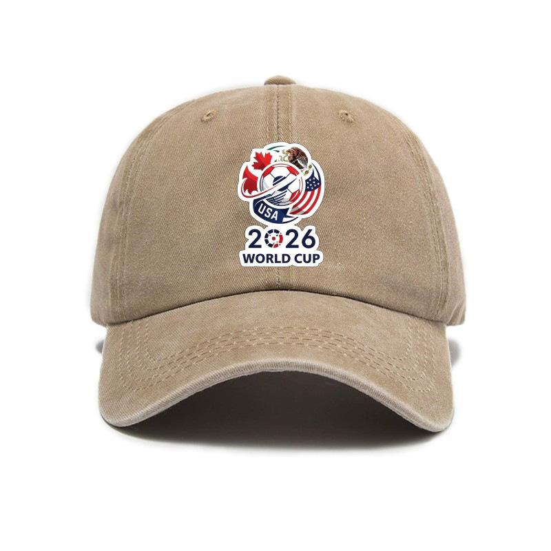 2026 USA-Canada-Mexico World Cup Printed Washed Vintage Soft Top Baseball Cap for Men and Women, Trendy Hat Reindeer Cupid