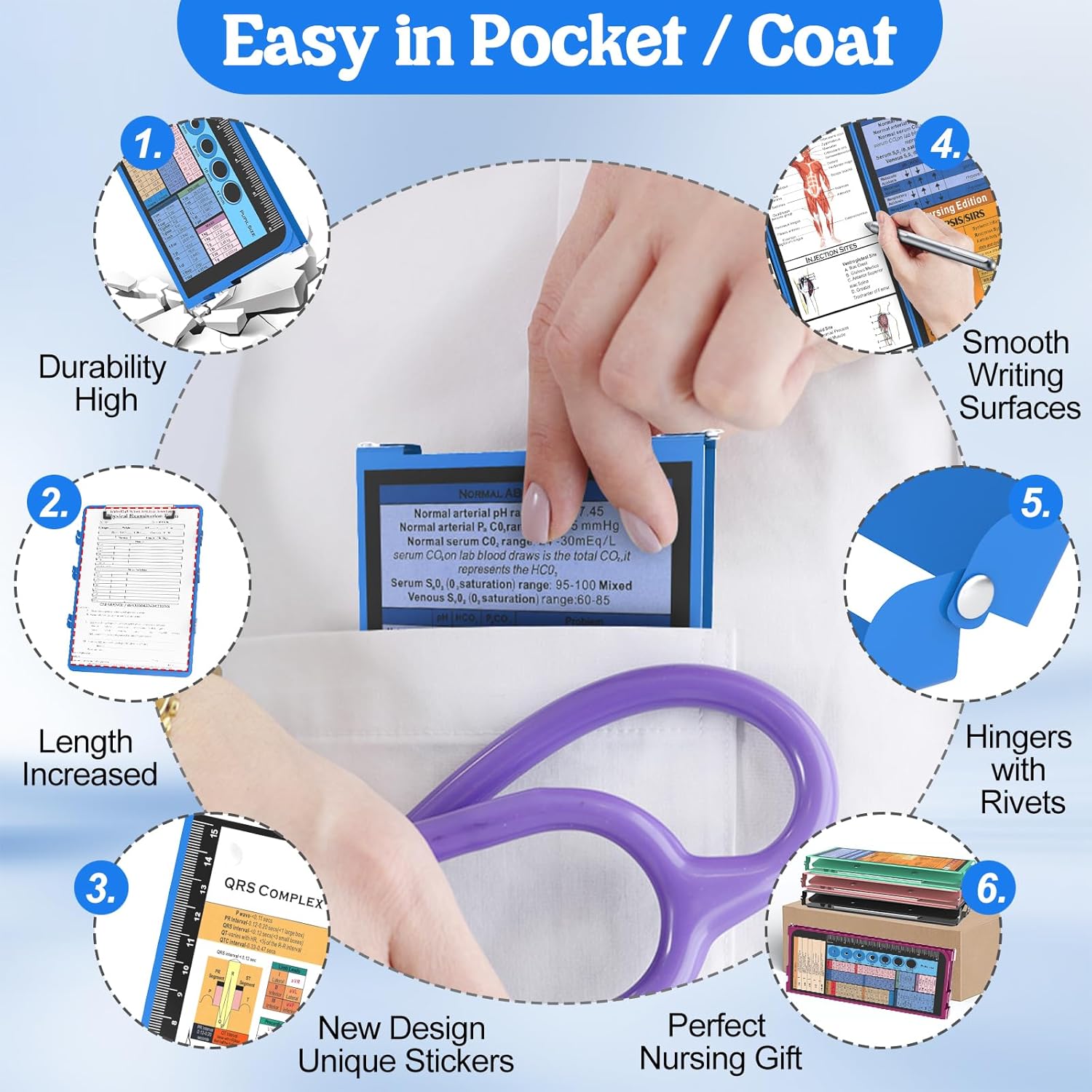 Clipboard Foldable-4 Layers Nurse Foldable Clipboard Edition Cheat Sheets, Pocket Size Pen Clip Pocket Clipboard for Students School and Doctors- Blue Clipboard Foldable-4 Layers Nurse Foldable Clipboard Edition Cheat Sheets, Pocket Size Pen Clip Pocket Clipboard for Students School and Doctors- Blue