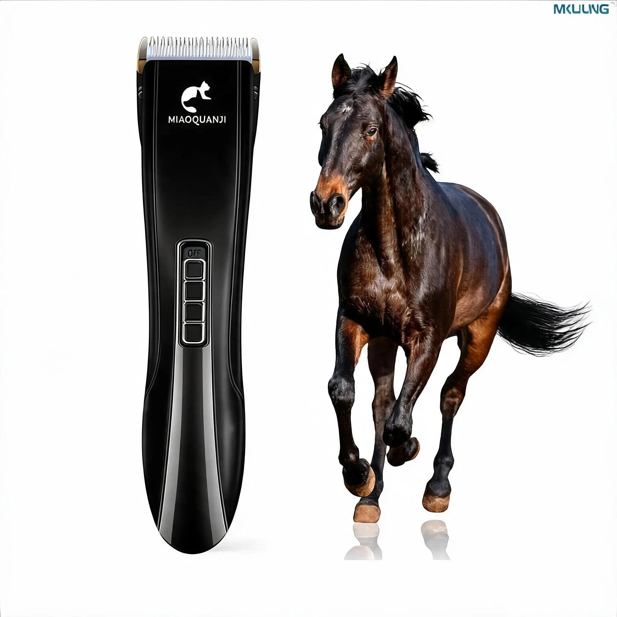 Wireless Horse Hair Trimmer, Pet Grooming Clipper with Multiple Guide Guards, Large Battery Capacity, Electric Beauty Kit for Thick Fur