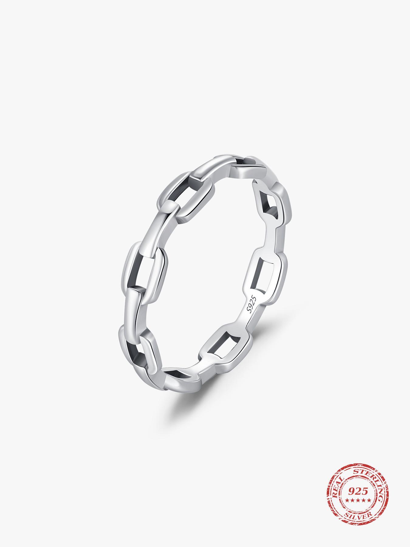 S925 Sterling Silver Fashion Hollow Out Design Ring, Vintage Stackable Party Fine Jewelry for Women, Trendy All-match & Exquisite Jewelry for Birthday Gift