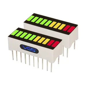 New 2pcs 10 Segment LED Bar Graph Display 3 Colors 2xSuper Red+3xYellow+5xSuper Green Single LED Bar Graph for DIY or Arduino