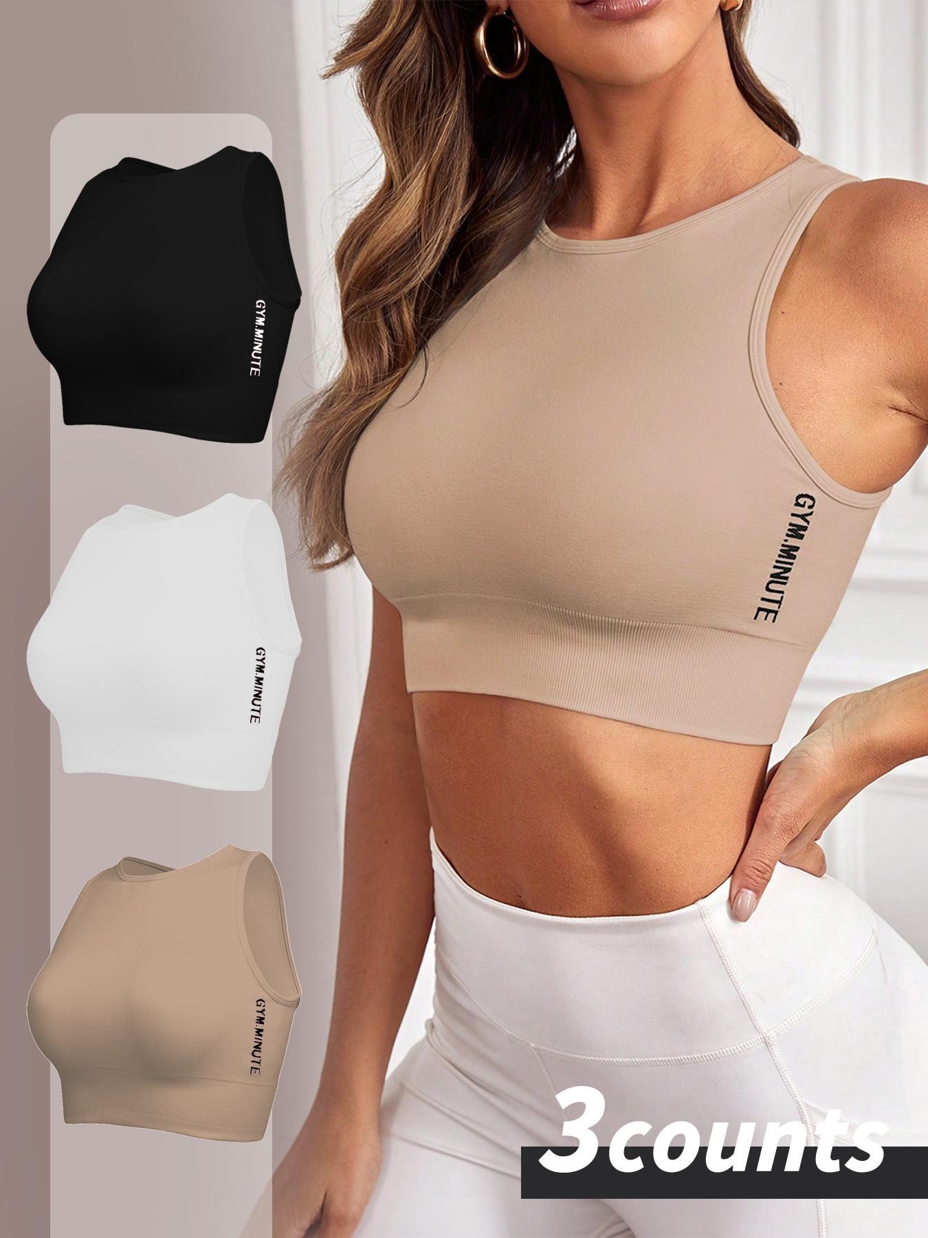 Women's Solid Color Crop Sports Tank Top, Breathable Moisture Wicking Quick Drying Sports Top, Ladies Sportswear for Indoor Outdoor Wear, Gym Performance Top