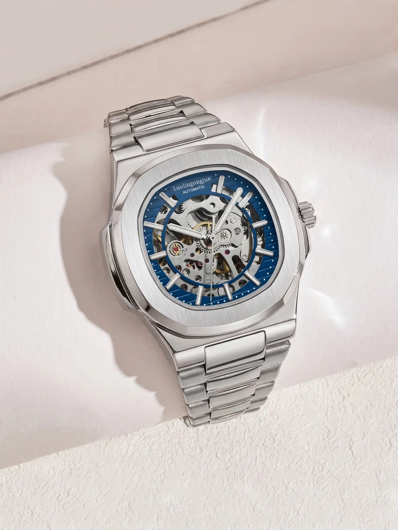 Luxury Automatic Watch, Waterproof Night Glow, Luminous Analog Watch, Butterfly Buckle Strap, Men's Mechanical Wristwatch, Fashionable Casual, High-Quality Affordable, Analog Mechanical Watches