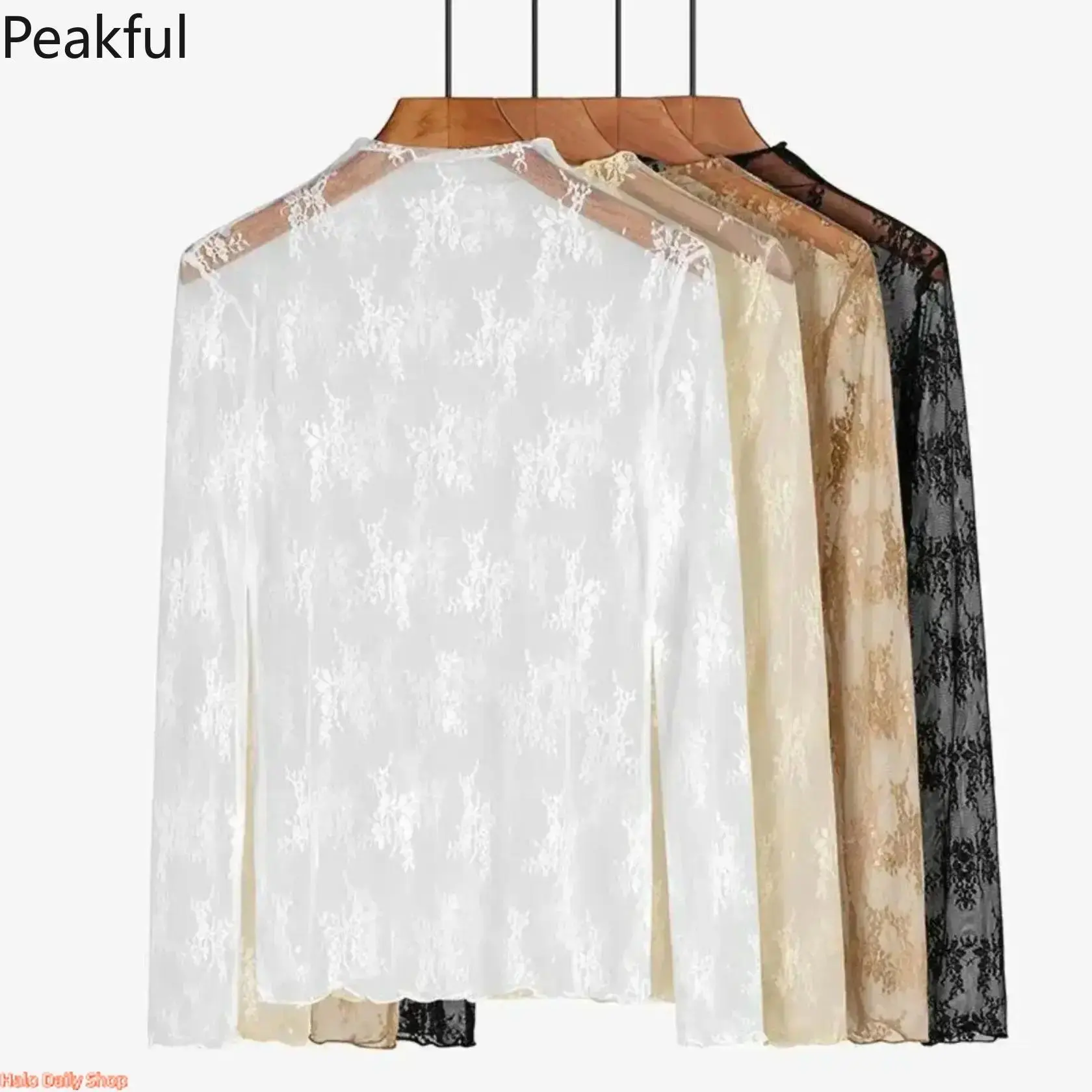 3-Pack Sheer Floral Embroidery Blouses for Women, Mock Neck Full Sleeve Tops in Black White Coffee, Trendy Office & Casual Wear, Lightweight Versatile Shirt Set, Great Gift Idea