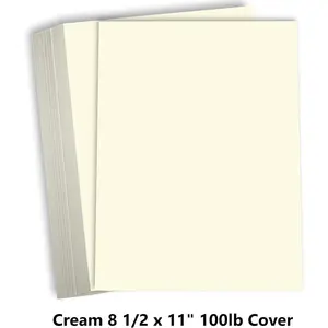 Cream Colored 8 1/2 x 11" Thick Cardstock Paper, 100 lb Heavy Weight Cover Card Stock for Printer, 50 Pack