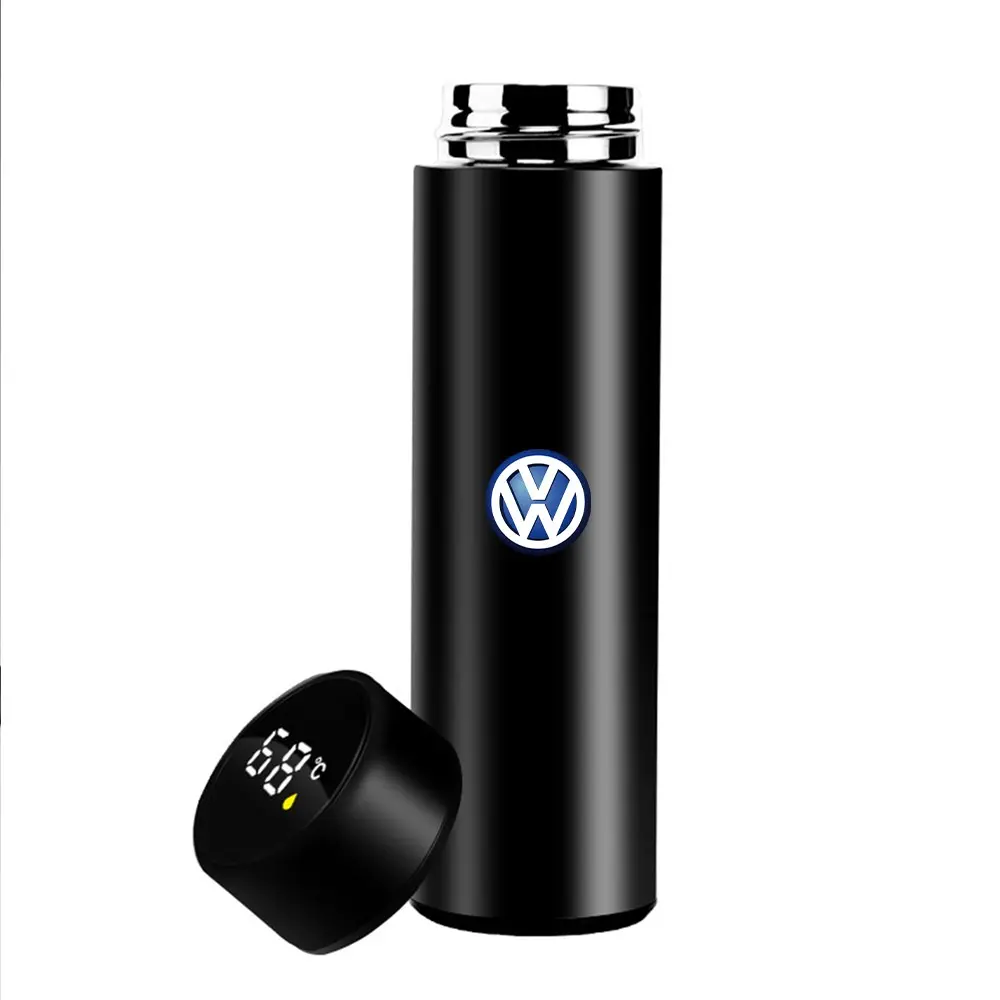 500ML Thermos Bottle Smart Cup Digital With Temperature Display 304 Stainless Steel Vacuum For Volkswagen VW Golf 4motion MTM Blue Motion Polo Scirocco CADDY Beetle Passat Touareg Jetta Tiguan Touran TSI TDI R32 MK4
