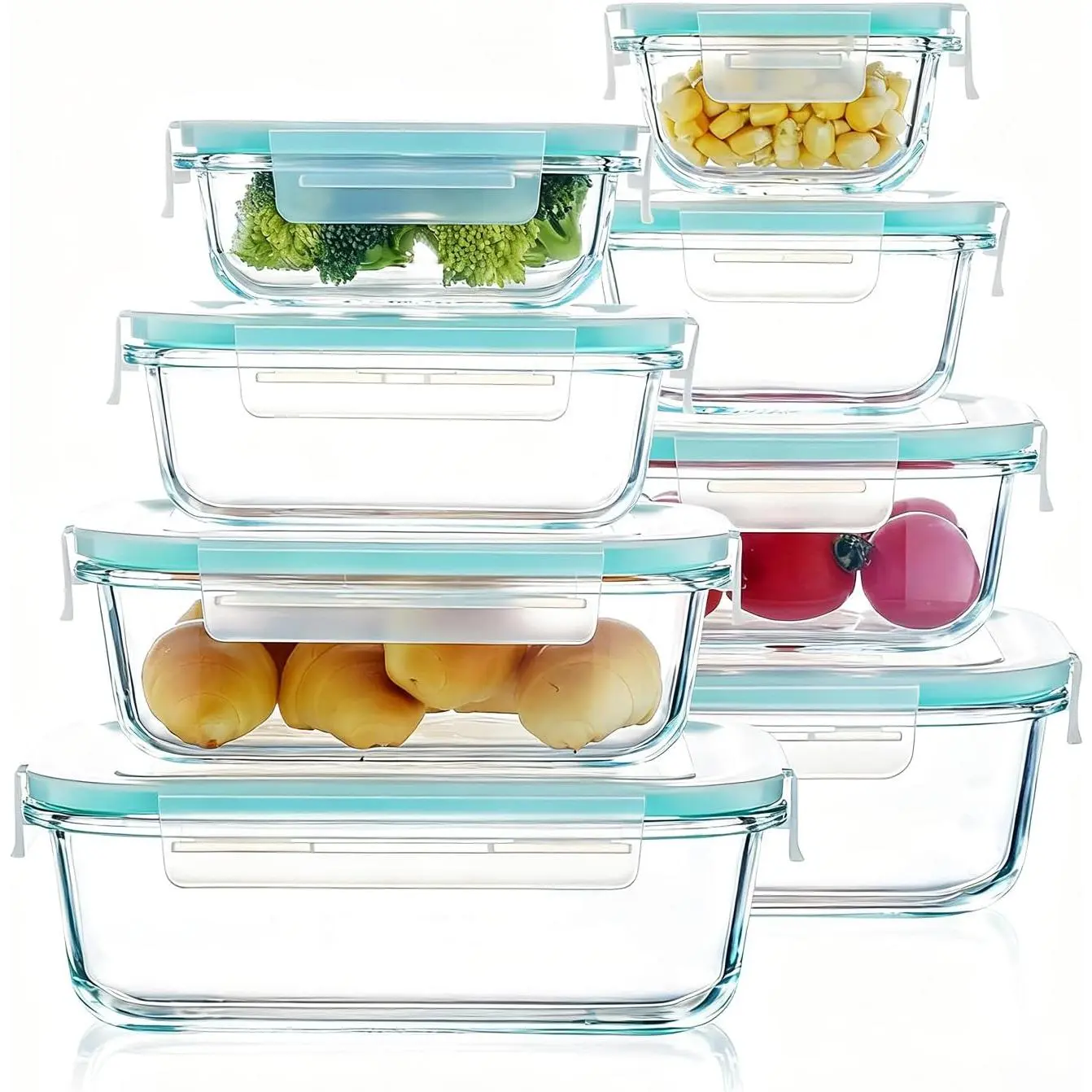 Glass Food Storage Container for Meal Prep, Transparent Rectangular Bento Box with Resealable Lid - Microwave and Oven Safe, Sealing Cover, Microwave Safe