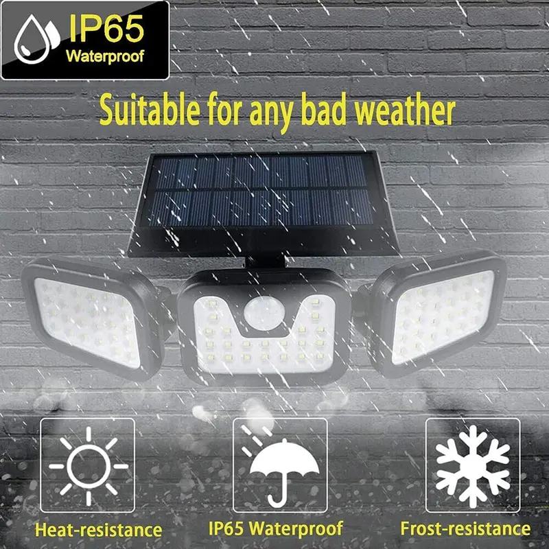 Solar-Powered Outdoor Wall Light, 3-Head Rotating Waterproof Motion-Sensor Light with 74 LEDs for Courtyard and Yard Use, Solar Lights For Outside, Outdoor Garden Lights #GLOBAL PICKS Solar-Powered Outdoor Wall Light, 3-Head Rotating Waterproof Motion-Sensor Light with 74 LEDs for Courtyard and Yard Use, Solar Lights For Outside, Outdoor Garden Lights #GLOBAL PICKS