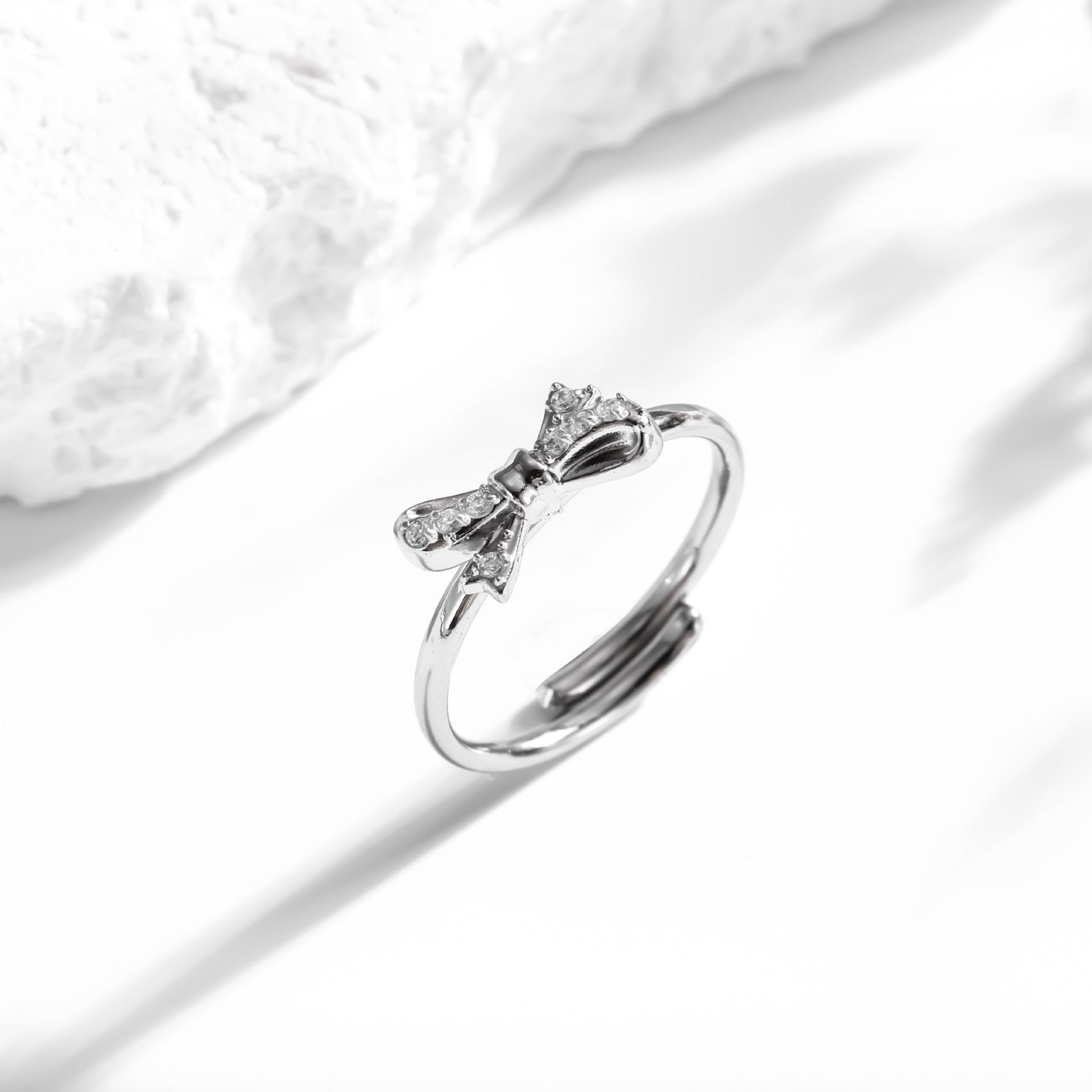 Mothers Day Gifts Bow Rings for Women Mother Daughter Cubic Zirconia Bow Knot Tie Ring Cute CZ Friendship Promise Stack Ring Anniversary Birthday Jewelry Gifts for Sister