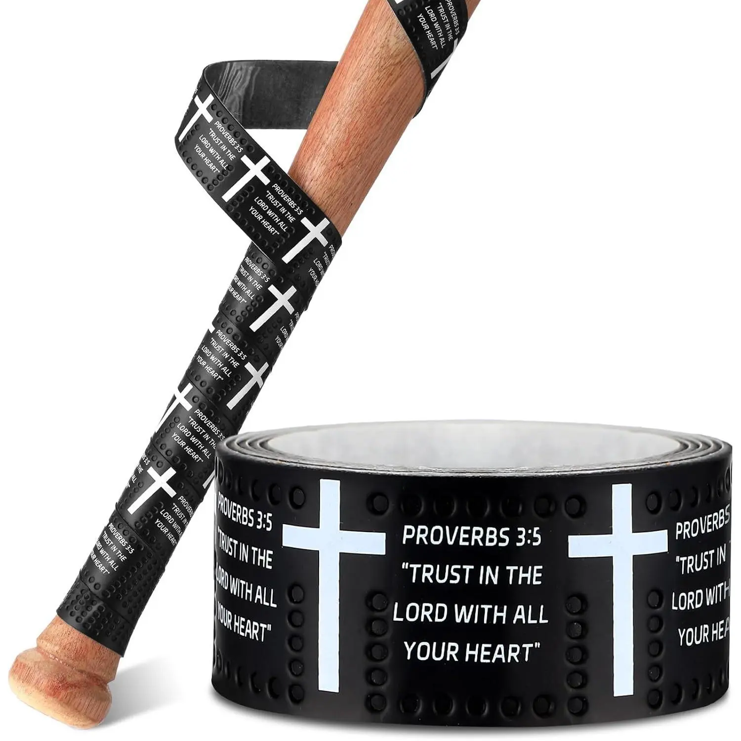 Faith Cross Baseball Bat Grip Tapes 1.1mm Precut Full Adhesive Softball Grip Tape,Non-Slip Softball Bat Wrap Religious Cricket Batting Tape Replacement