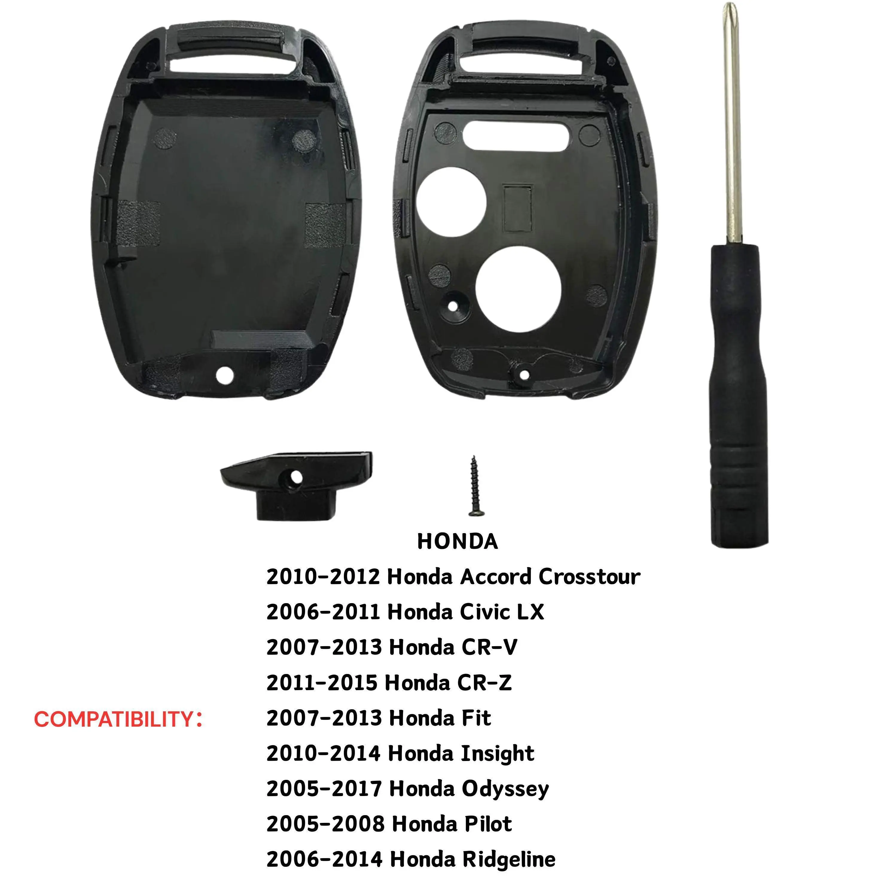 Lopixa Replacement Key Fob Cover Case fits for 2006 2007 2008 2009 2010 2011 Honda Accord Civic CRV Pilot Ridgeline Odyssey Keyless Entry Remote Key Fob Shell 2+1 Button Includes instructions