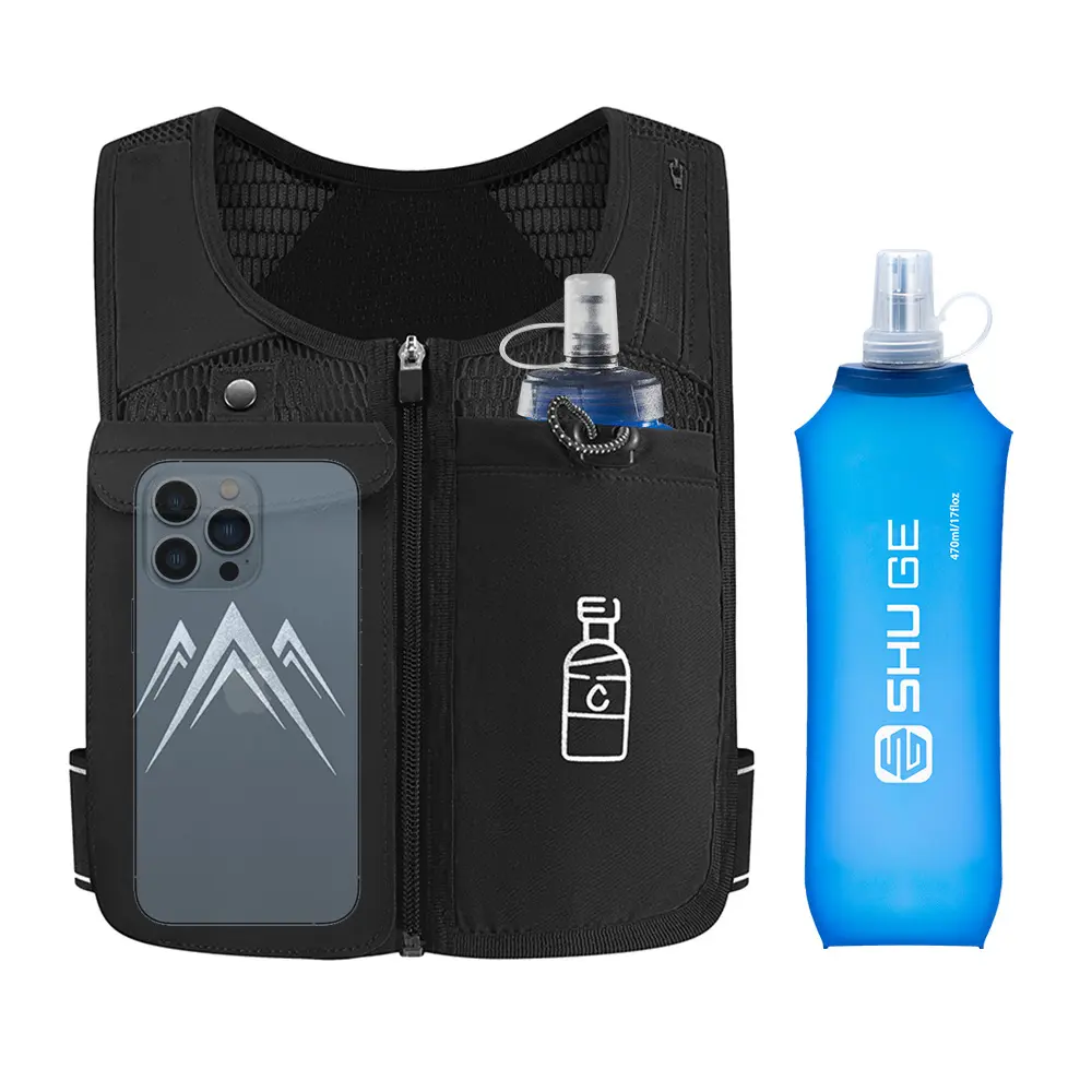Unisex Reflective Running Vest Hydration Pack, Running/Cycling Chest Bag with Phone Storage for Outdoor Sports