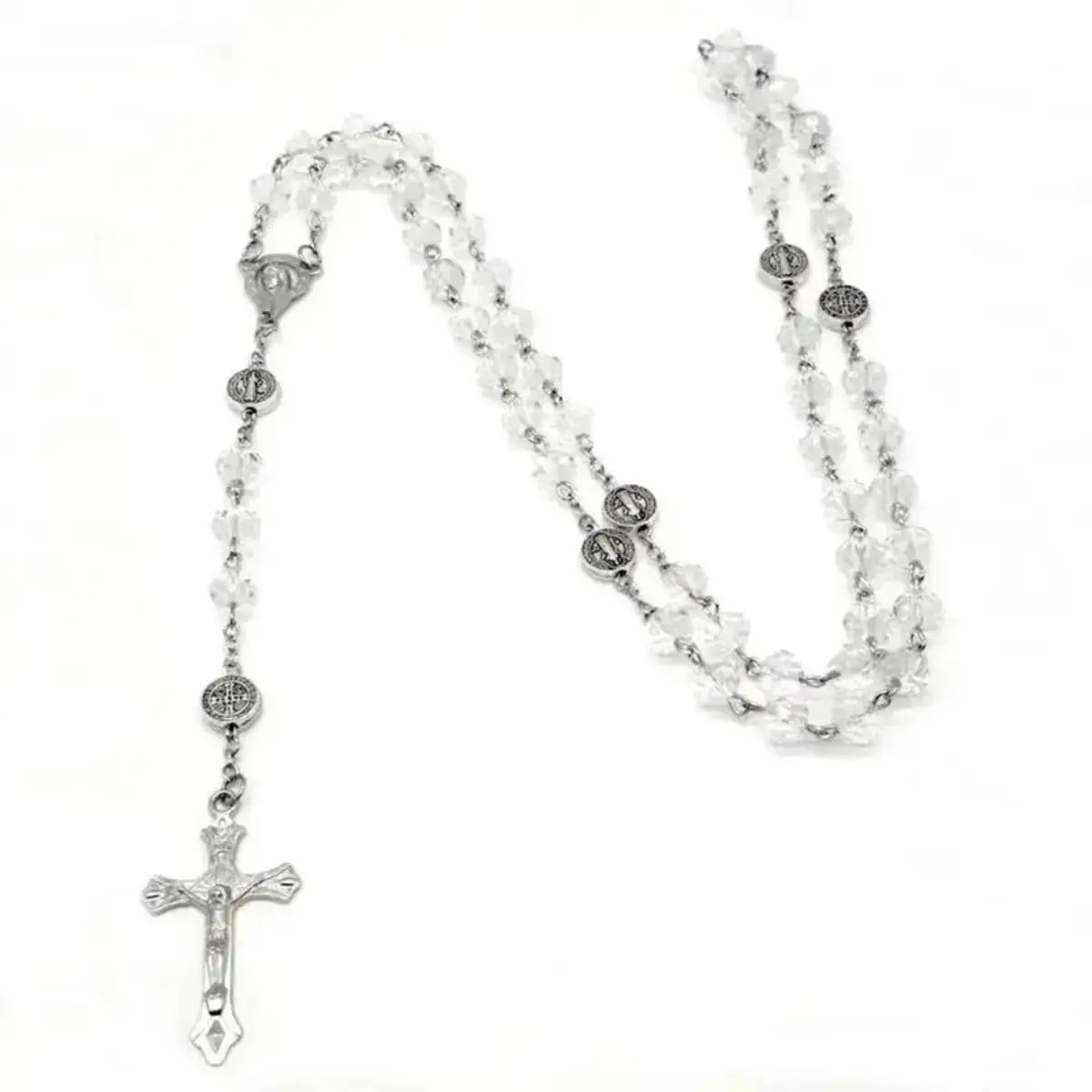 Unisex Colorful Crystal Beaded Cross Necklace - Faith-Inspired Statement Piece, Lightweight Construction, Slips Easily Over the Head, Religious Crucifix Pendant Long Chain Jewelry, Catholic Lover Gift, Daily/Holiday Bag Charm Accessory