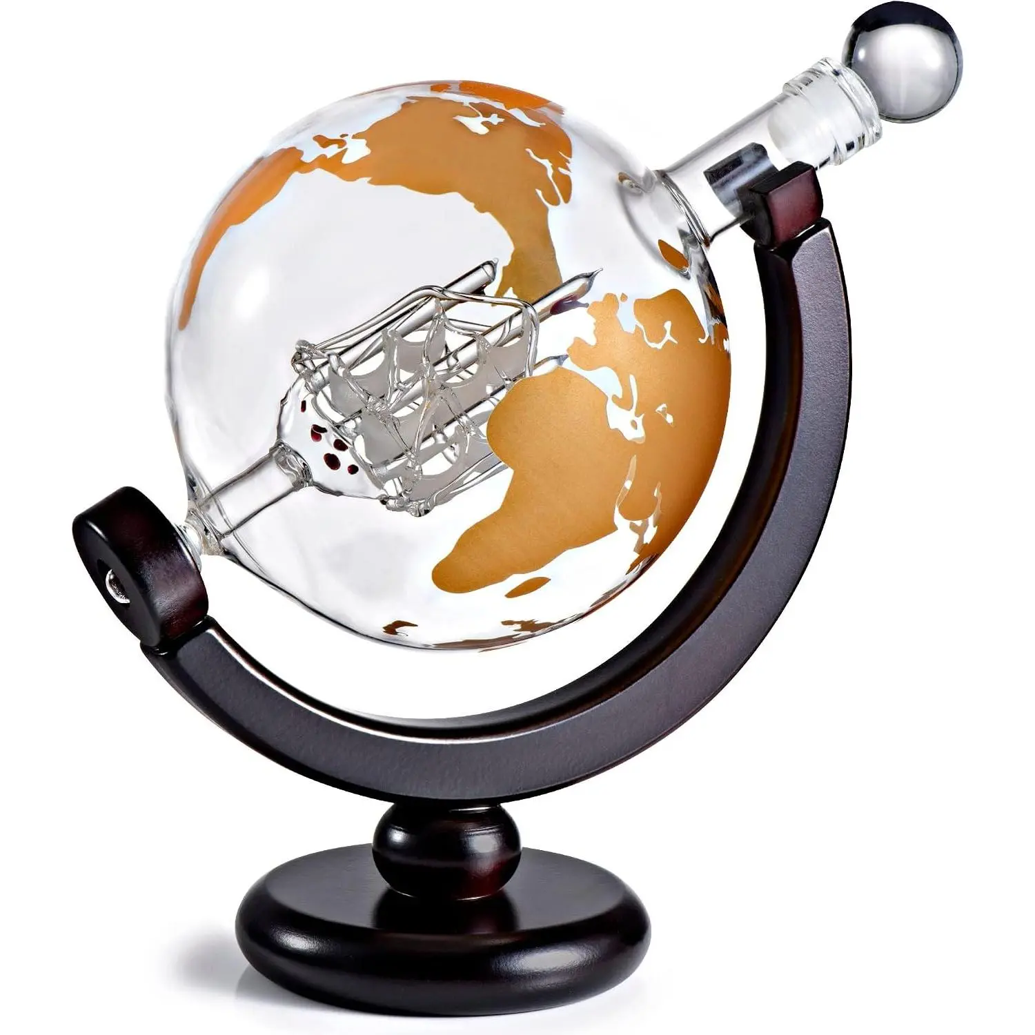 Decanter Globe  Set - Rich Base Tray -   Dispenser Airtight Stopper for , , Brandy, Juice, Water - Decanter Sets For Men Christmas Gifts for Dad Boyfriend Husband Him