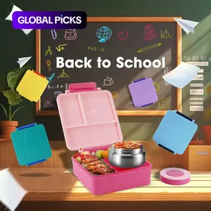4-compartment Bento Lunchbox with Soup Cup, 1 Set Microwave Safe Plastic Bento Container, Meal Prep Containers, Lunch Accessories, Microwavable Bento Box, Portable Lightweight Food Storage for Travel and Lunches Bento Boxes #GLOBAL PICKS