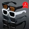 4 Pcs Unisex Fashion Summer Trendy Square Sun Glasses, Stylish Full Frame Design, Ideal for Vacation, Beach Parties, Street Photography, Perfect Gift Choice, Trendy Styling Fashionable Sunglasses