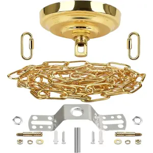 Vintage Canopy Kit & Pendant Light Fixture Chain for Chandelier Swag Light Fixtures, 6ft Heavy Duty, 5 Inches Diameter, Max 60 Lbs Load, Pure Gold